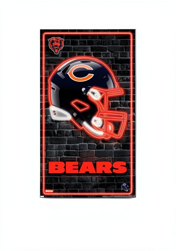 Chicago Bears Neon Helmet Wall Poster Officially Licensed-3