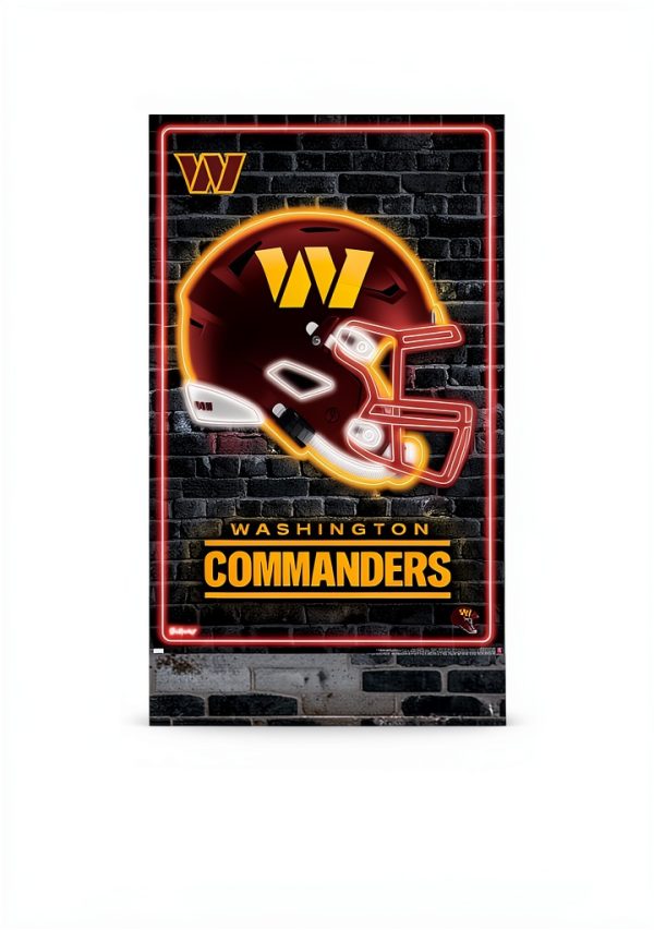 Trends NFL Washington Commanders Neon Helmet Poster-3