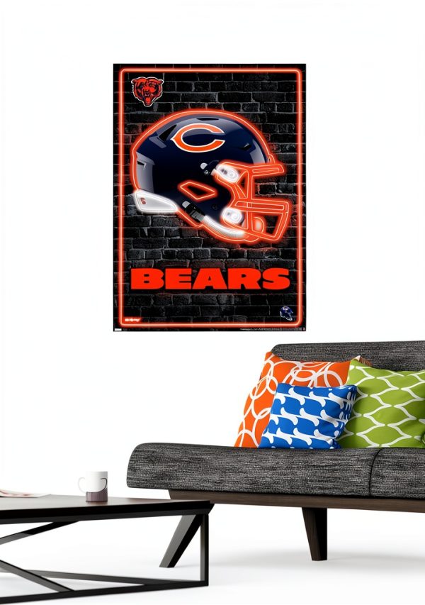 Chicago Bears Neon Helmet Wall Poster Officially Licensed-1