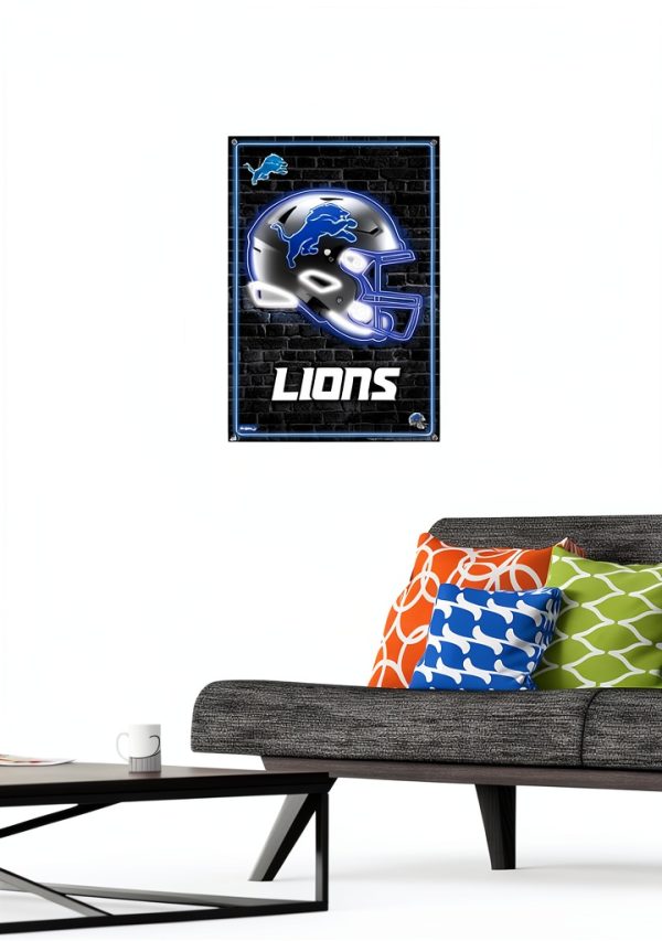NFL Detroit Lions Neon Helmet 23 Wall Poster Bundle-1