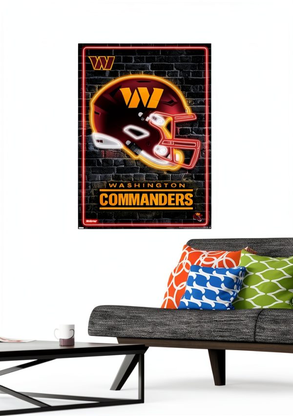 Trends NFL Washington Commanders Neon Helmet Poster-1