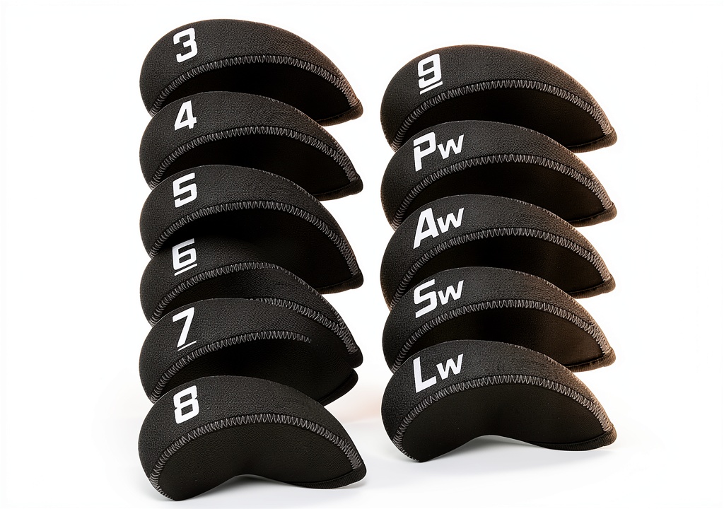 Installing Golf Club Head Covers by CRAFTSMAN GOLF Neoprene Protection on a wooden desk