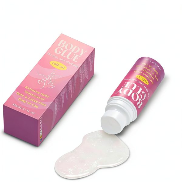 Body Glue for Clothes & Skin 2.54 Oz, Body Adhesive Roll on, Strong Fashion Glue, Sweat Resistant, Water Wash Off for Dancers, Socks, Leotards, Bras, Wigs, Costumes-1