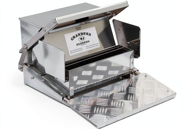 Grandpas Feeders Automatic Chicken Feeder - 20 lbs No Waste Poultry Feeder, Rat Proof & Rodent Proof Treadle Chicken Feeder, Galvanized Steel with Lid, Feeds 6 Chickens up to 10 Days-0