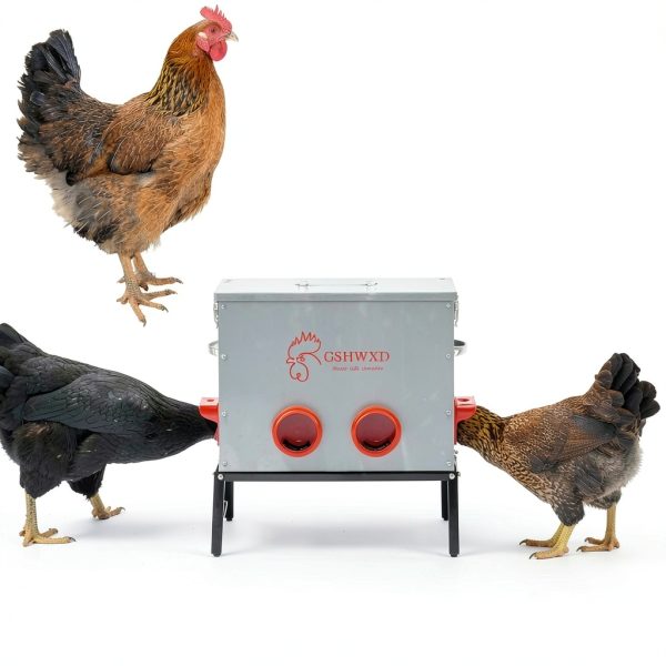 Automatic Chicken Feeder 40lb 6 Port Metal Feeder for Poultry-4