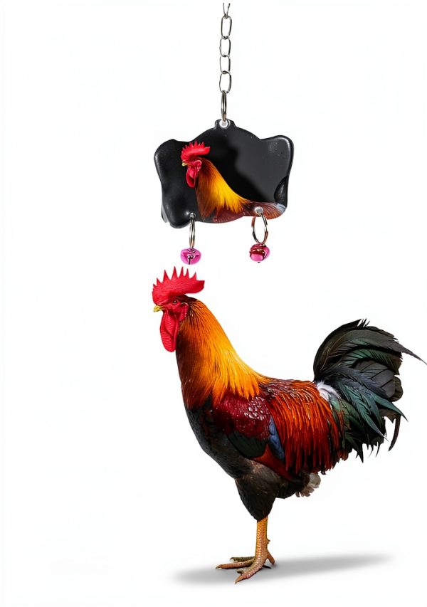 8PCS Chicken Toys for Coop Accessories, Chicken Swing, Xylophone, Mirror, Vegetable Hanging Feeder, Fruit Rack for Poultry Rooster Large Bird Parrot Lovers’ Entertainment Gift-6