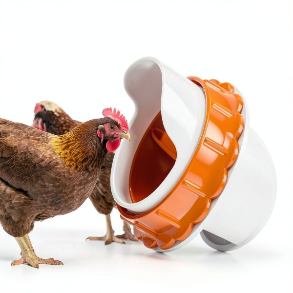 DIY Chicken Feeders No Waste, 4 Ports Poultry Feeder with Hole Saw for Buckets Troughs Orange-5