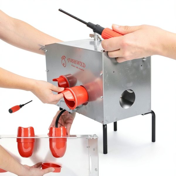 Automatic Chicken Feeder 40lb 6 Port Metal Feeder for Poultry-7