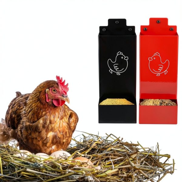 Automatic Chicken Grit Feeder,2 Pack Metal Hanging Chicken and Poultry Feeder,No-Waste Design,Easy to Install and Clean,Ideal for 5-6 Chickens-5