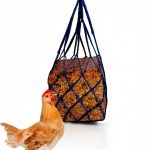 Muzzys Blue Chicken Coop Flock Block Bird Seed Hanging Bag Veggie Treat Holder - Poultry Feeder Toy Accessories Cabbage Bowl Sack - Holds 25 lb Pound Bird Seed Blocks, Poultry Run Wildlife Feeder-0