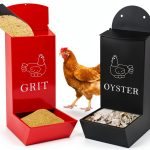 2Pack Chicken Grit Feeder, Metal Oyster Shell Feeder with Lid, Hanging-0