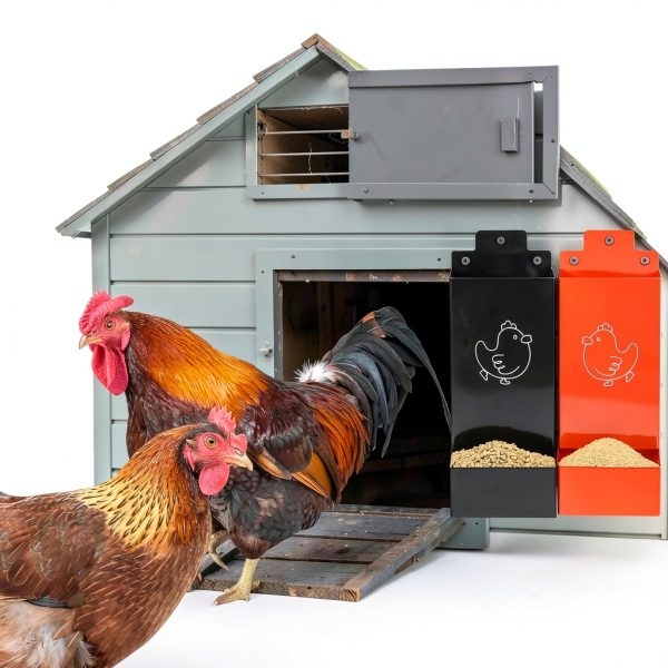 Automatic Chicken Grit Feeder,2 Pack Metal Hanging Chicken and Poultry Feeder,No-Waste Design,Easy to Install and Clean,Ideal for 5-6 Chickens-6