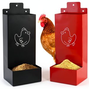 Automatic Chicken Grit Feeder,2 Pack Metal Hanging Chicken and Poultry Feeder,No-Waste Design,Easy to Install and Clean,Ideal for 5-6 Chickens-0