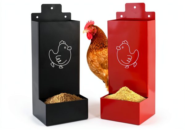 Automatic Chicken Grit Feeder,2 Pack Metal Hanging Chicken and Poultry Feeder,No-Waste Design,Easy to Install and Clean,Ideal for 5-6 Chickens-0