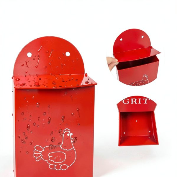 2Pack Chicken Grit Feeder, Metal Oyster Shell Feeder with Lid, Hanging-3
