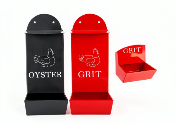 2Pack Chicken Grit Feeder, Metal Oyster Shell Feeder with Lid, Hanging-2