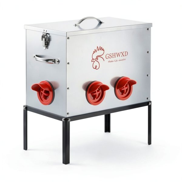Automatic Chicken Feeder 40lb 6 Port Metal Feeder for Poultry-3