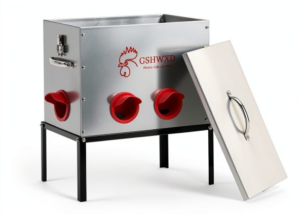 Automatic Chicken Feeder 40lb 6 Port Metal Feeder for Poultry-0