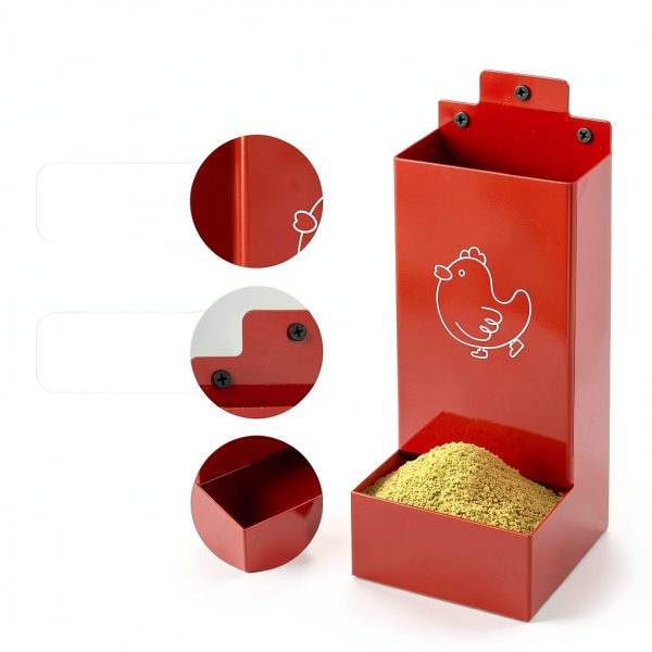 Automatic Chicken Grit Feeder,2 Pack Metal Hanging Chicken and Poultry Feeder,No-Waste Design,Easy to Install and Clean,Ideal for 5-6 Chickens-2