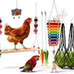 8PCS Chicken Toys for Coop Accessories, Chicken Swing, Xylophone, Mirror, Vegetable Hanging Feeder, Fruit Rack for Poultry Rooster Large Bird Parrot Lovers’ Entertainment Gift-0