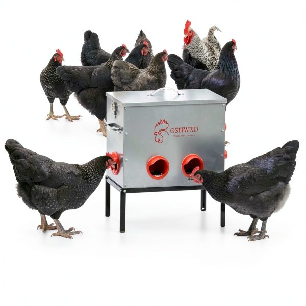 Automatic Chicken Feeder 40lb 6 Port Metal Feeder for Poultry-5