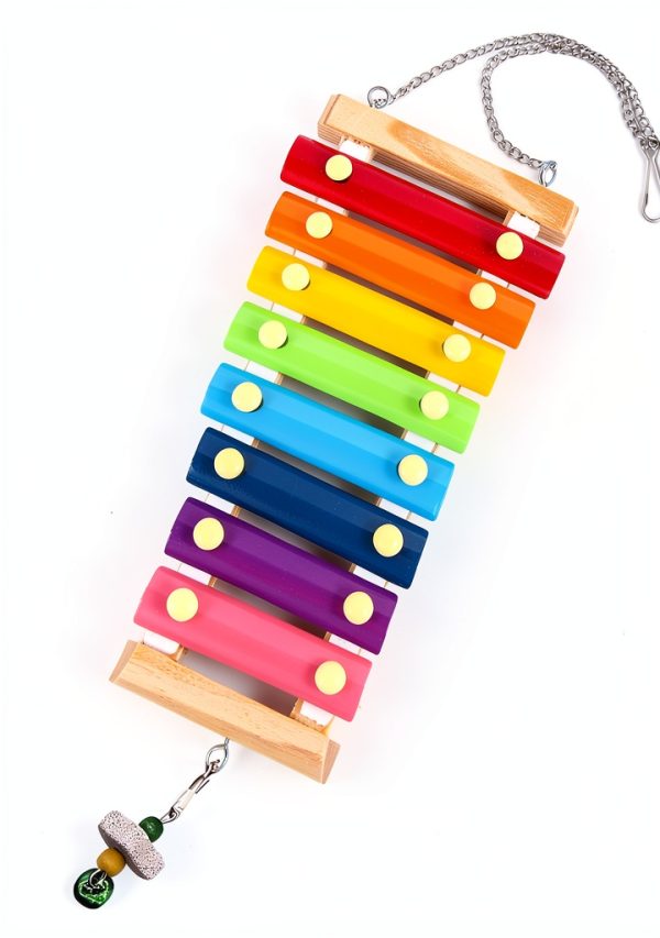 8PCS Chicken Toys for Coop Accessories, Chicken Swing, Xylophone, Mirror, Vegetable Hanging Feeder, Fruit Rack for Poultry Rooster Large Bird Parrot Lovers’ Entertainment Gift-3